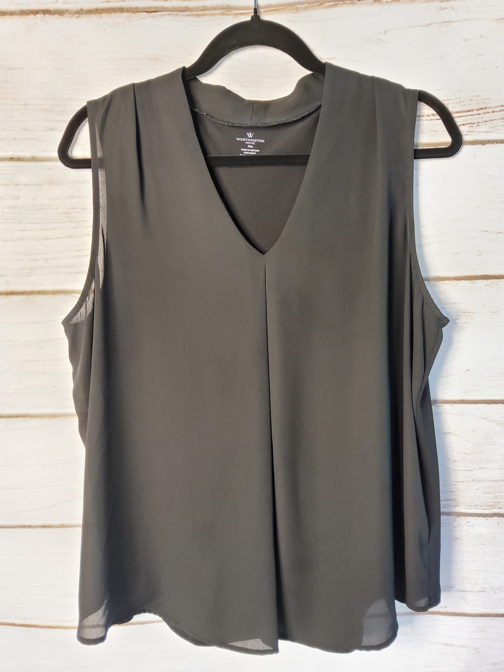 Worthington Black V-Neck Sleeveless Chiffon Camisole